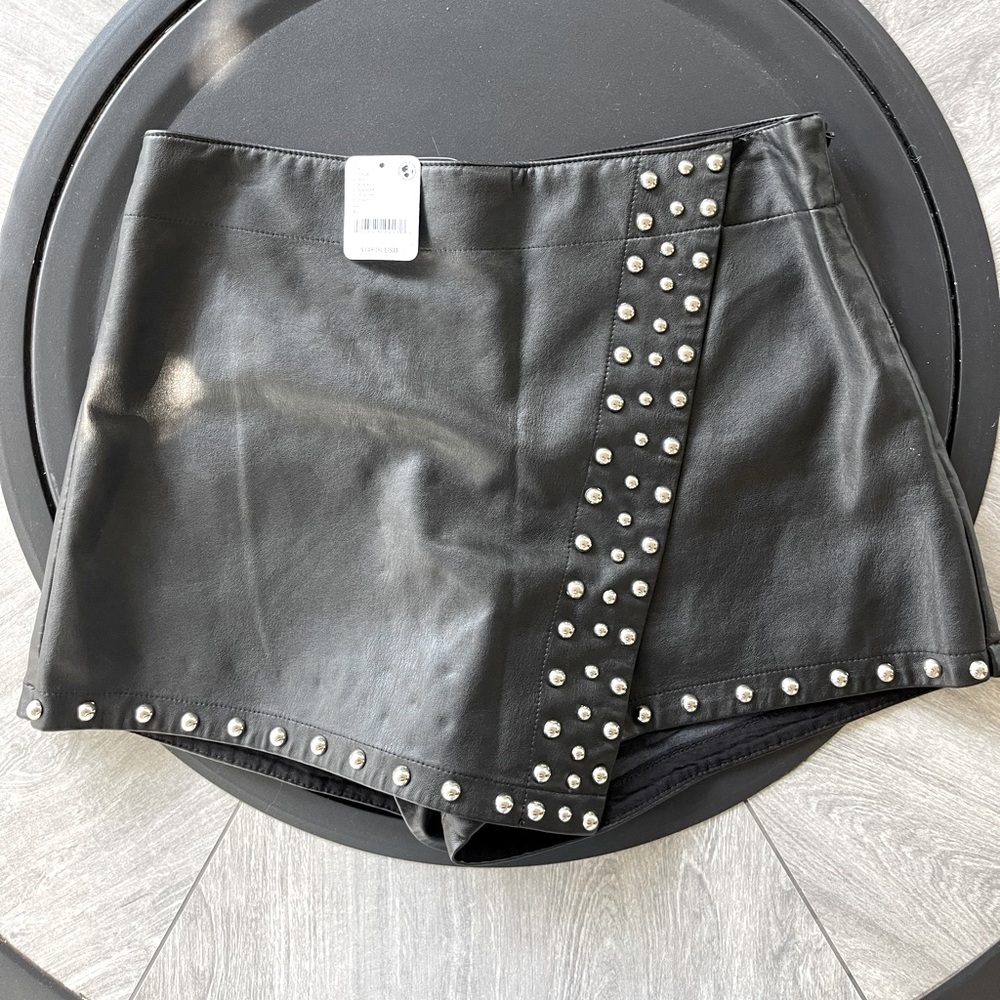 Free People Emmy Studded Leather Miniskort